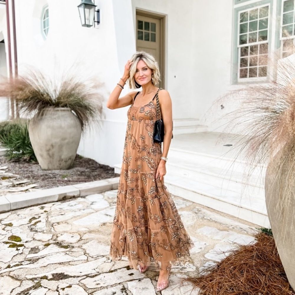 Anthropologie Maeve Sequined Tulle Maxi Dress Size XXS - Picture 13 of 14